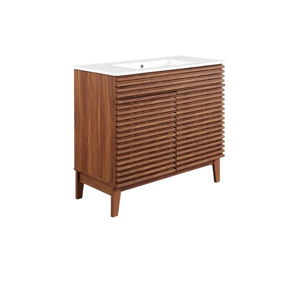 Meuble de salle de bain en bois clair